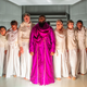 Kelvin Roston, Jr., center, flanked by the cast of Oedipus Rex at the Court Theatre.